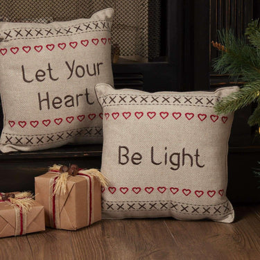 Merry Little Christmas Pillow Let Your Heart Set of 2 12x12 - The Fox Decor